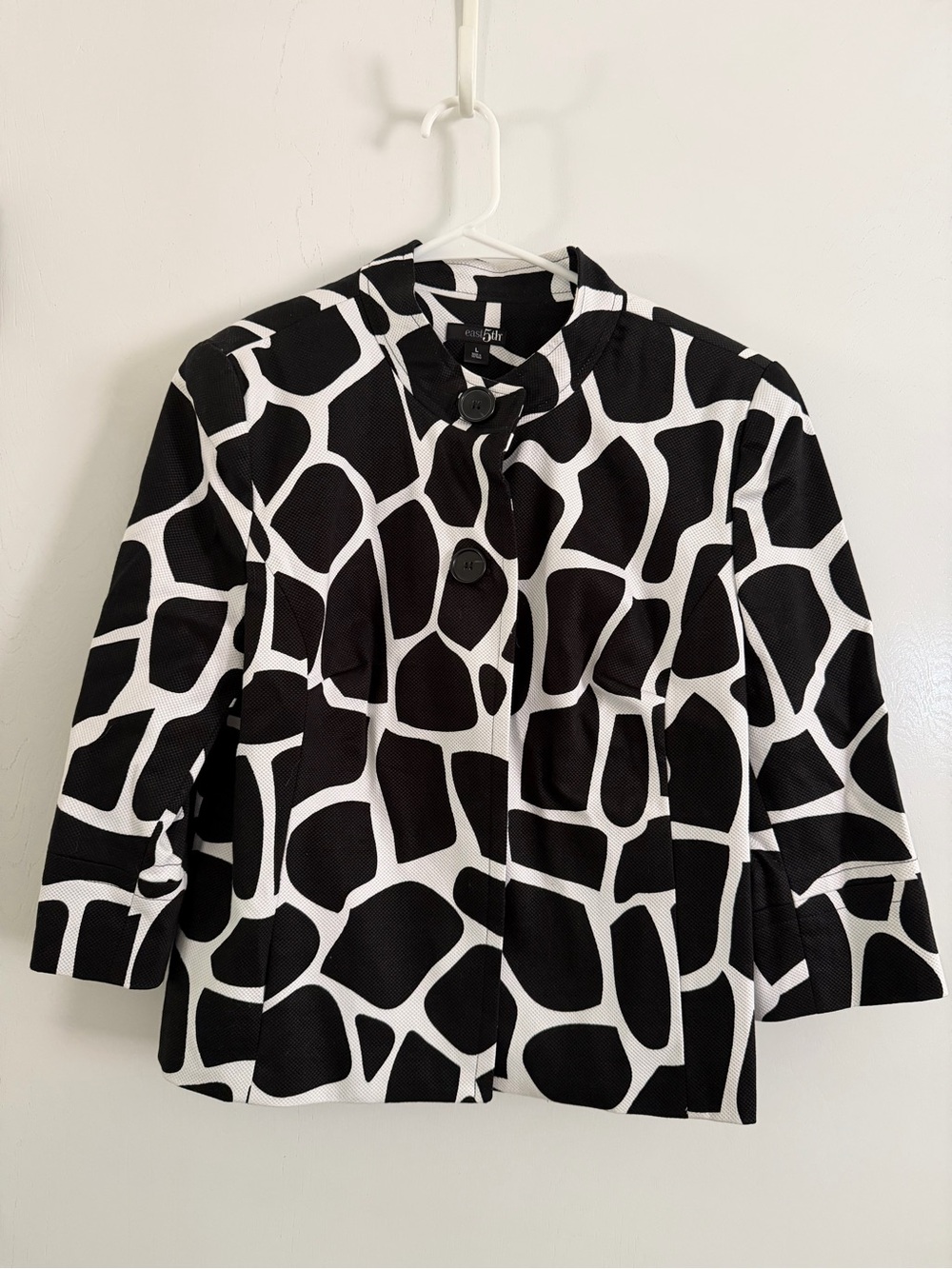 East 5th Black and White Patterned Cropped Blazer